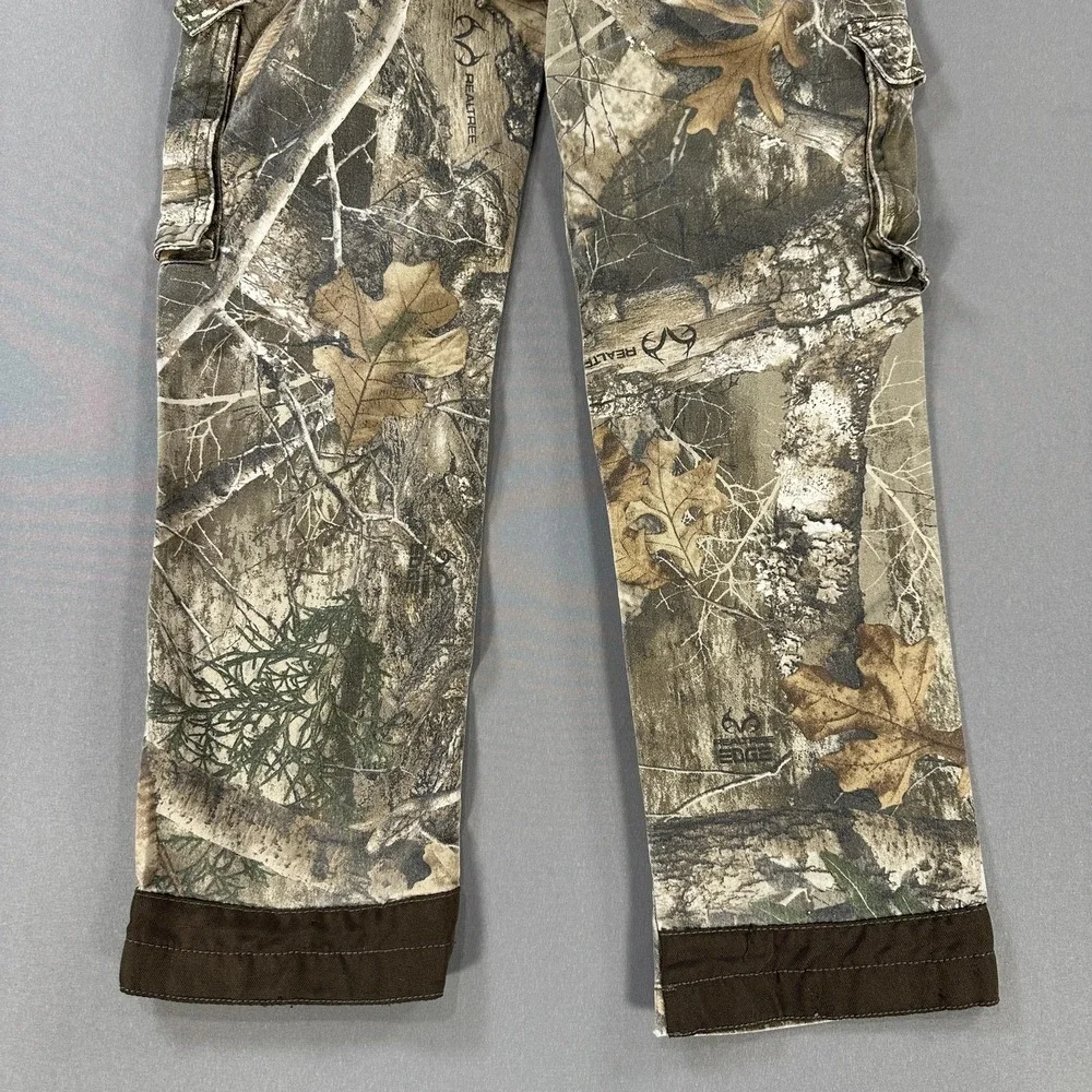 Realtree Edge Pants Kids Large 10-12 Brown Camo‎ Cargo Hunting Elastic Waist